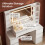 135 cm Dressing Table with Mirror, Vanity Desk, Adjustable 3-Colour LED Lights, Dressing Table with Plug 3