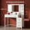 110 cm Dressing Table with Large Mirror, Vanity Desk with LED Lights, 3 Light Colors, Adjustable Brightness 3