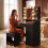 Dressing Table with Stool, Plug and Mirror, LED Adjustable, Black 3