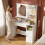 Dressing Table with Mirror, Vanity Desk with 2 Drawers, White 7