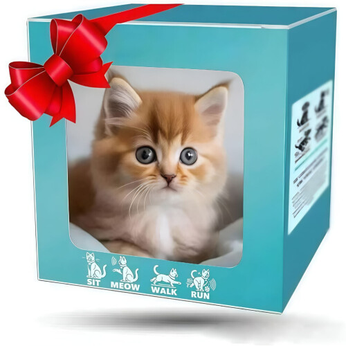Realistic Robot Cat for Adults with Tail that Walks and Meows