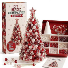 DIY-Set für einen Perlenweihnachtsbaum, handgefertigte Weihnachtsdeko für Tisch, Kaminsims und Zuhause