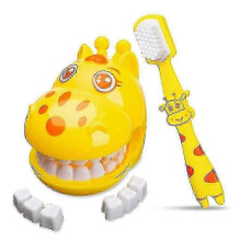 Giraffenzahnmodell zum Zähneputzen für Kleinkinder – Geschenkidee mit Zahnbürste und Zahnputzhilfe