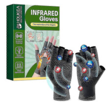 Handschoenen voor gewrichtsverzorging verlichten stijfheid in de duim en pijn en zwelling in de vingergewrichten.