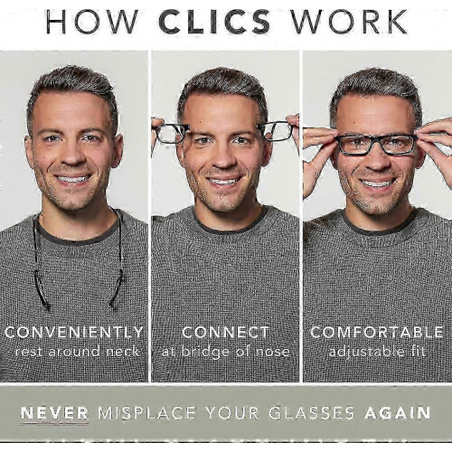 Clic Magnetic Reading Glasses,+450 Unisex Computer Reader with Soft Foldable Strap 1
