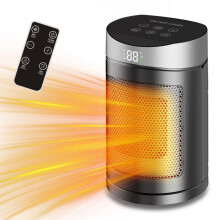 Calefactor eléctrico portátil de 1500 W con termostato, mando a distancia, protección contra sobrecalentamiento y vuelco, calefactor de