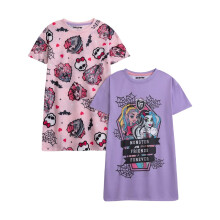 (5-6 Years, Pink) Monster High Girls Spiderweb Heart Polyester Nightdress (Pack of 2)
