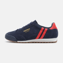 (12 UK, Navy/Red) Patrick Mens Dijon Suede Running Trainers