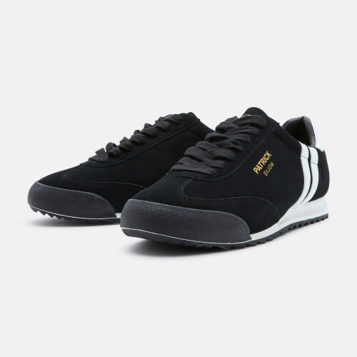 (12 UK, Black/White) Patrick Mens Dijon Suede Running Trainers 1
