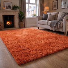 (160cm x 230cm (5ft 4" x 7ft 8"), Orange) Extra Large Rug Soft Shaggy Living Room Carpet Mat