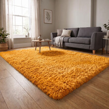 (200cm x 290cm (6ft 8" x 9ft 7"), Yellow) Extra Large Rug Soft Shaggy Living Room Carpet Mat