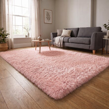 (200cm x 290cm (6ft 8" x 9ft 7"), Pink) Extra Large Rug Soft Shaggy Living Room Carpet Mat