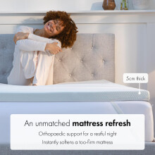 Panda Gel Infused Memory Foam Bamboo Mattress Topper - UK King | 5cm Thick | Medium Firm Softness | Orthopaedic Neck, Spine, Hip Support | Adjustabl