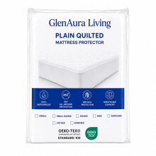 GlenAura Living Quilted Mattress Protector (Water-Resistant) White-Cot Bed-(70 X 140), 15cm Deep Pocket, Soft Microfiber, Anti Allergic-Noiseless Bed