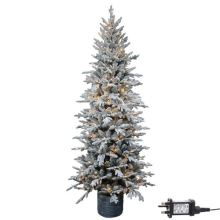 Shatchi Pre Lit Potted Snow Flocked Christmas Tree with 230 Warm White LEDs 1.8m