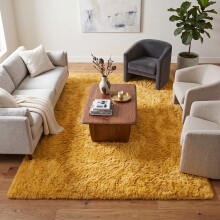 (120cm x 170cm (4ft x 5ft 8"), Yellow) Extra Large Rug Soft Shaggy Living Room Carpet Mat