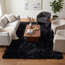 (120cm x 170cm (4ft x 5ft 8"), Black) Extra Large Rug Soft Shaggy Living Room Carpet Mat