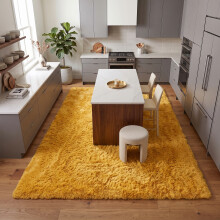 (200cm x 290cm (6ft 7" x 9ft 6"), Yellow Shaggy Rugs) Fluffy Rug Non-Slip Shaggy Rugs Living Room Carpet