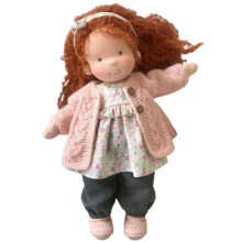 (E with box) Handmade Waldorf Doll, 11 inch Knitted Plush Stuffed Toy Christmas Birthday Gift