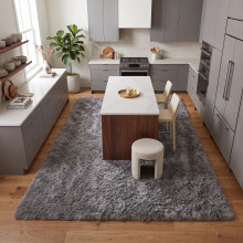 (200cm x 290cm (6ft 7" x 9ft 6"), Grey Shaggy Rugs) Fluffy Rug Non-Slip Shaggy Rugs Living Room Carpet