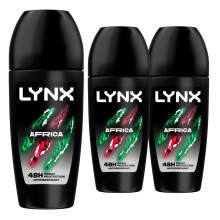 Lynx Africa Anti Perspirant Roll On 48 Hours Anti Sweat Protection 50ml, 3 Pack