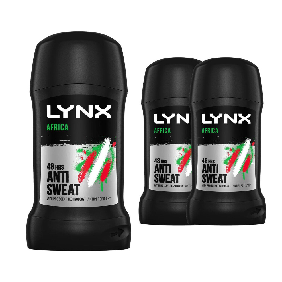 Lynx Africa Deodorant Stick 50ml 3 Pack Mens Anti-Perspirant 48H Protection - Image 2