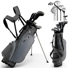 GYMAX Golf Club Set, Complete Right Handed Golf Clubs Set with 460cc Alloy Driver, 3# Fairway Wood, 4# Hybrid, 6#, 7#, 8#, 9# & P# Irons, Free