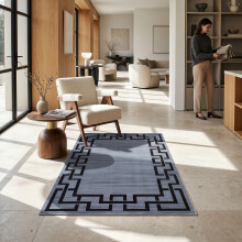 (2.5X5 Rug (80x150cm), Nico) Printed Geometric Short Pile Rug with Rubber Backing - Non Slip Modern Area Carpet