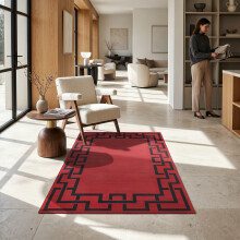 (2.5X5 Rug (80x150cm), Lexi) Printed Geometric Short Pile Rug with Rubber Backing - Non Slip Modern Area Carpet