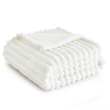 Bedsure Fleece Throw Blanket for Sofa - Fluffy Throw, Off White, 130x170 cm