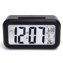 DTL Digital Alarm Clock LED Display with Temperature Big LCD Digit Display Larger LCD Backlit Display Snooze Smart Brightness Sensor for Bedroom Home