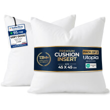 Utopia Bedding Cushion Inserts 45cm x 45cm (18x18 inch) Pack of 2 Hollowfibre Inner Pads for Sofa or Bed – White Cushion Fillers