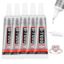 B7000 Glue Clear with Precision Tip, 5Pcs 15ml B-7000 Glues, Bedazzling Glue for Bedazzling Kit, Multi Function Rhinestone Glues for DIY Craft Makeup