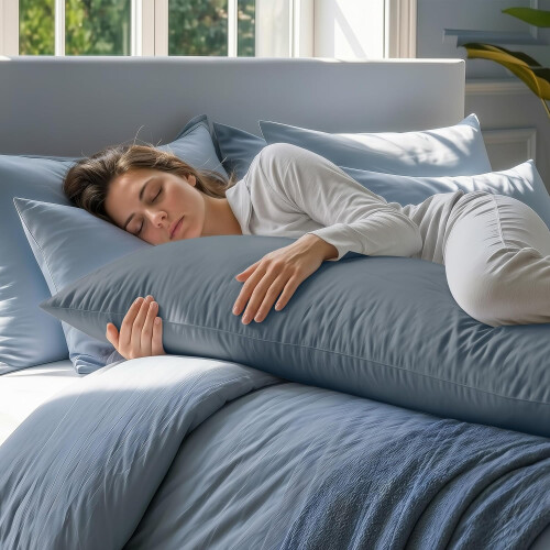 Utopia Bedding Long Body Pillow, Bolster, Double 4Ft 6 inch, Grey 2
