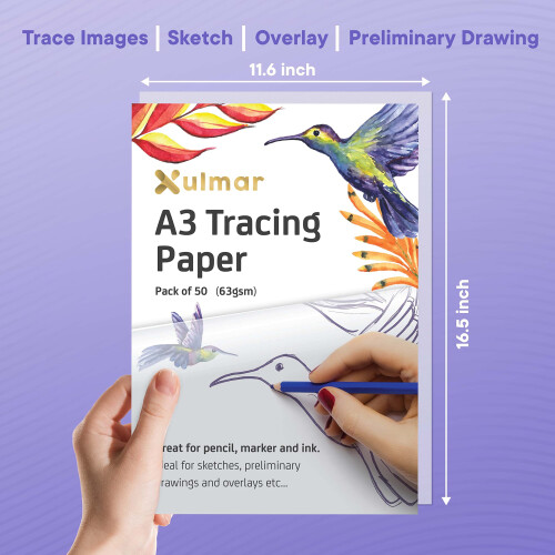 A3 Tracing Paper 63 GSM, 50 Sheets for Drawing & Sewing Patterns 2