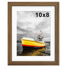 10x8 Photo Frame with Mount, Brown 8x10 Picture Frame with Wooden Grain