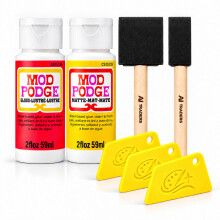 Mod Podge Water Based Craft Glue & Sealer Bundle – Matte & Gloss 2 fl oz 59 ml with Foam Brushes & Squeegees for Decoupage, Puzzles, Paper, Fabric &