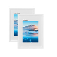 30 x 40 cm Frame 2 Pack,White Wooden 12 x16 inch Picture Frame, 30x40 cm Photo Frame with Perspex Glass, Wall-Mounted 30x40 cm Poster Frame, Photo Fr