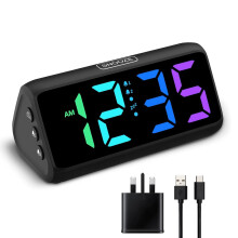 Netzu Loud Alarm Clock for Bedroom, Digital Alarm Clock with RGB Led Display, Dual Alarm, 5 Dimmers, 4 Volumes, Power-Off Memory, Mians Powered Bedsi