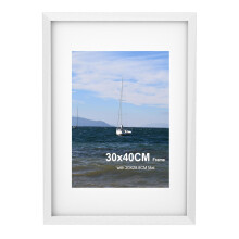 Szyeequoo 30x40 Picture Frame White, Photo Frame with A3 Mat, Acrylic Front Safer Than Glass, Wall Display, Horizontal or Vertical, 30 x 40 cm