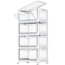 TidyTrove Storage Boxes with Lid - 23L*4 Plastic Storage Box with Front Door, 4 Tier Stackable Boxes, Plastic Drawers, Large Storage Box with Lid for