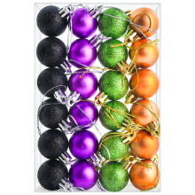 24 Pieces 30 mm Halloween Decoration Baubles Mini Tree Baubles Hanging Ball Halloween Ornaments for Party Home Decor, Black Purple Green Copper