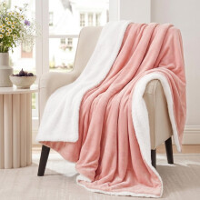 Aisbo Sherpa Fleece Throw Blanket Pink - Fluffy Thick Warm Blanket for Sofa Couch Throw Single Size, Solid Microfiber Bed Blanket Soft Throws for Tra
