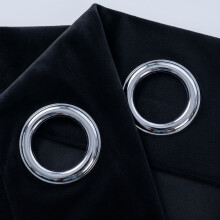 (66" x 90"_(168cm x 228cm), Black) Velvet Curtains Ring Top Eyelet Curtain Pair with Tiebacks