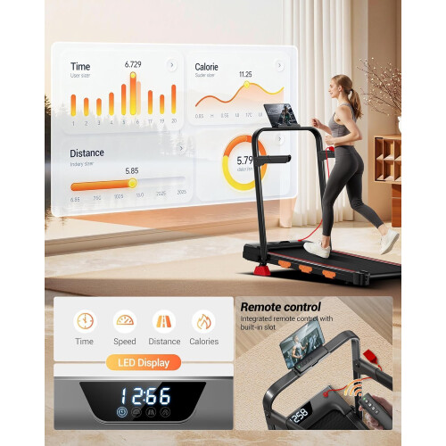 Foldable Walking Pad with Incline 15%, Under Desk Treadmill with Handle 1