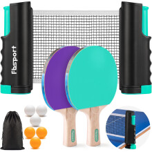 Table Tennis Set with 2 Paddles, 1 Retractable Net, 6 Balls, 1 Carrying Bag