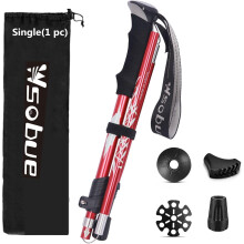 Trekking Pole,Collapsible Walking Hiking Stick for Men Women, Ultralight Aluminum Ski Pole with EVA Grip(Red 1 Pack)
