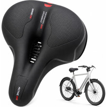 Mountain Bike Seat, Wide Comfortable Bicycle Saddle with Dual Shock Absorbing Balls, Honeycomb Anti Slip Leather, Ventilated Ergonomic Bike Seat Cush