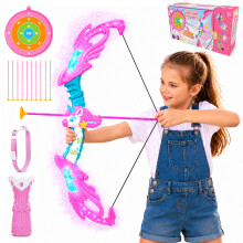 Unicorn Toys for Girls Ages 3-12, Bow and Arrow Set for Kids, Light Up Kids Archery Toy with 6 Magic Lights, Quiver, Princess Target and Set of 10 Pin