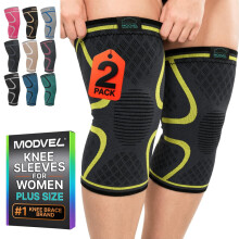 MODVEL Knee Support Compression Sleeve Women & Men - 2 Pack, Running Knee Brace, ACL & Arthritis Pain Relief, Joint Pain, Meniscus Tear, & Every day